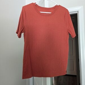 Rust Short Sleeve Women's Ribbed Top